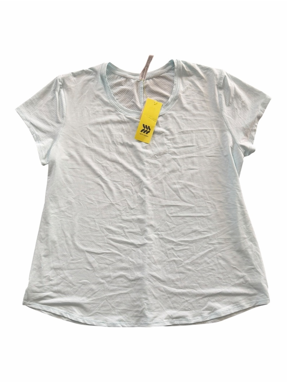 All in Motion Women's Light Blue Striped Crewneck Athletic Tee XXL